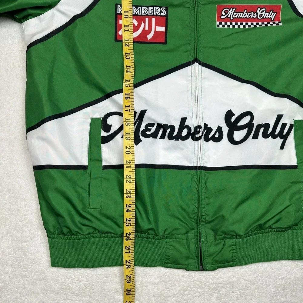 Members Only Sport Jacket Men's Large Green White MCMLXXV Racing Track Jacket - Picture 4 of 8